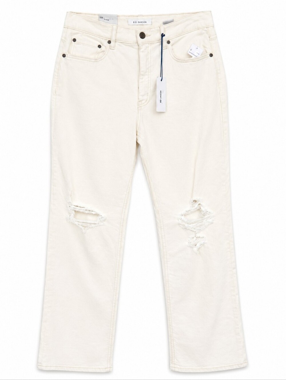 Eunina Codi Super High Rise Dad Jean Super Moon Ecru NWT 11/30 Distressed